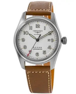 Longines Spirit Automatic 42mm Silver Dial Leather Strap Men's Watch l3.811.4.73.2