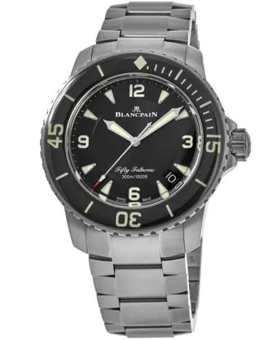 Brand New Authentic Blancpain Fifty Fathoms Automatic Black Dial Titanium Men's Watch Model 5015-12B30-98B (black, arb10738)