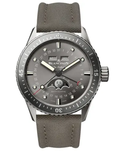 [Brand New Authentic Blancpain Fifty Fathym Bathyscaphe Complete Calendar Men's Watch - Model 5054-1210-G52A] (arb10745)