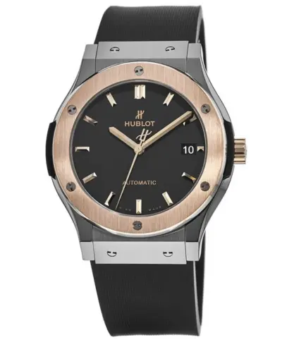 Hublot Classic Fusion Automatic Black Dial 18kt Gold Titanium Case with Black Rubber Strap Men's Watch Model 511.NO.1123.RX 511.NO.1181.RX (black, arb10763)