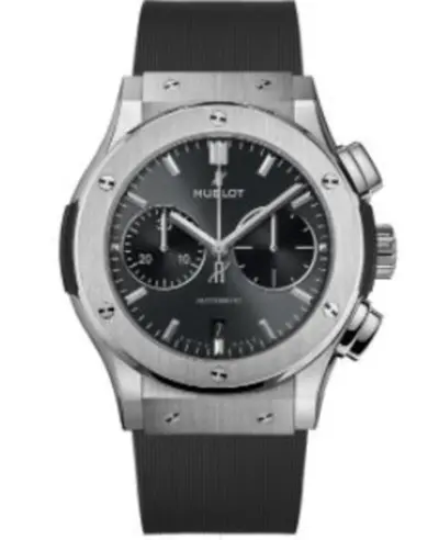 Brand New Men's Hublot Classic Fusion Chronograph Grey Dial Rubber Strap Watch Model 521.NX.7071.RX (arb10826)