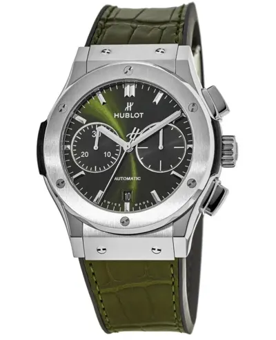 Hublot Classic Fusion Chronograph 521.NX.8970.LR Green Dial, Green Leather Strap (green, arb10829)