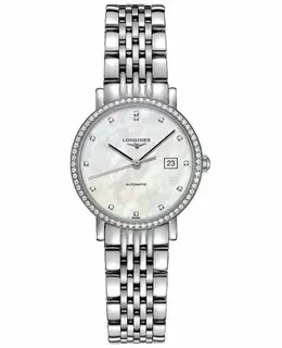 L43100876 Elegant Automatic Mother of Pearl Dial with Diamond Hour Markers Stainless Steel Bracelet Women's Watch