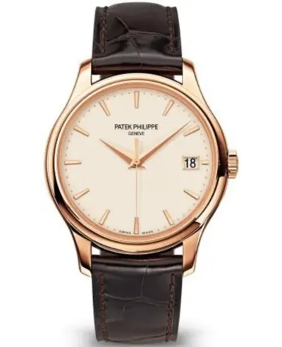 Patek Philippe Calatrava 5227R-001, Rose Gold Case Ivory Dial Brown Leather Strap Men's Watch (arb10857)