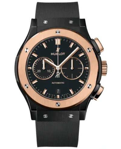 Hublot Classic Fusion Chronograph 18K Rose Gold King Bezel Rubber Strap Men's Watch Model 541CO1181RX 541.CO.1181.RX (black, arb10880)