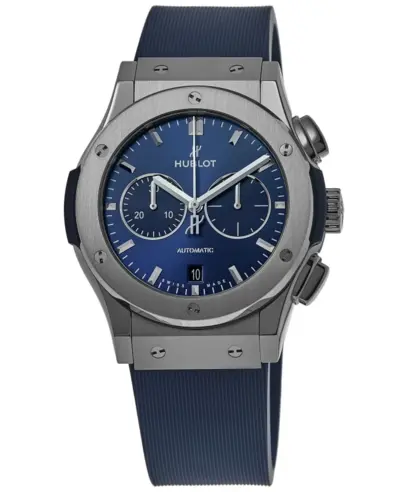 New Authentic Hublot Classic Fusion Chronograph Blue Dial Rubber Strap Men's Watch Model 541.NX.7170.RX (blue, arb10887)