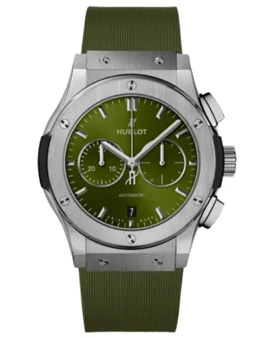 Hublot Classic Fusion Chronograph 42mm Green Dial Titanium Rubber Strap Men's Watch Model:541.NX.8970.RX (green, arb10888)