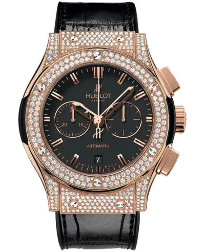 Authentic Hublot Classic Fusion Chronograph Diamond Black Dial Men's Watch Model 541.OX.1180.LR.1704 (black, arb17351)