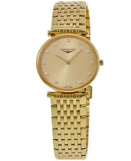 Longines La Grande Classique Quartz Yellow Gold Diamond Dial Steel Women's Watch L4.512.2.37.E l4512237e