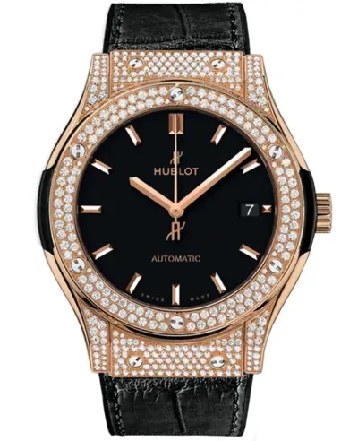 Hublot Classic Fusion Automatic Men's Watch Black Dial Diamond Bezel 542.OX.1181.LR.1704 (black, arb10913)