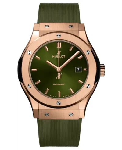 Hublot Classic Fusion Men's Watch Model 542.OX.8980.RX - 18K Rose Gold Automatic, Green Dial (green, arb10918)