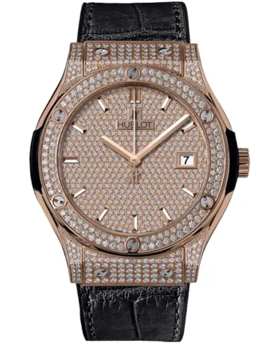 Hublot Classic Fusion Automatic - Model:542.OX.9010.LR.1704, 42mm Rose Gold Diamond Dial Men's Watch (arb10919)