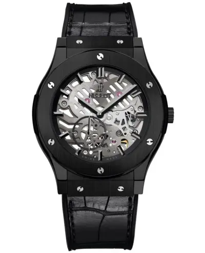 Hublot Classic Fusion Automatic Skelton Dial (Model 545.CM.0140.LR) - Black Ceramic Case, Black Alligator Leather Strap (arb10921)