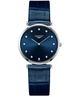 Longines La Grande Classique De Longines Blue Diamond Dial Blue Leather Strap Women's Watch l4.709.4.97.2