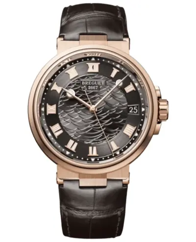 BREGUET 5517br/g3/9zu - Marine Automatic Grey Dial with Rose Gold Case and Alligator Leather Strap (arb10938)