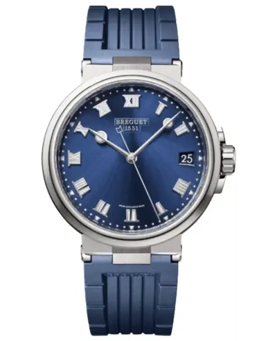 Breguet Marine Automatic Blue Dial Rubber Strap Men's Luxury Watch Model 5517ti/y1/5zu (blue, arb10940)