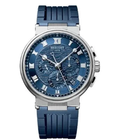 Breguet Marine Chronograph 5527BB/Y2/5WV Blue Dial Rubber Strap Men's Watch (blue, arb10942)