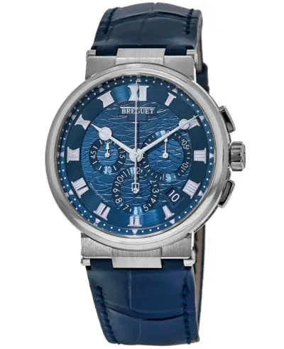 Breguet Model 5527bb/y2/9wv Marine Chronograph - Blue Dial, White Gold Case (blue, arb10943)