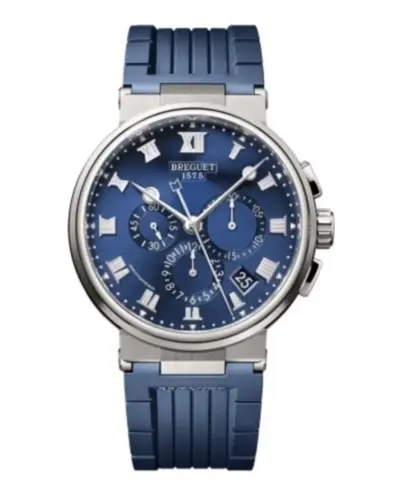 Breguet Marine Chronograph 42.3mm Blue Dial Rubber Strap Men's Watch Model 5527ti/y1/5wv (blue, arb10953)