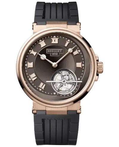 Breguet Marine Automatic Tourbillon Grey Dial 18K Rose Gold Rubber Strap Men's Watch Model 5577br/g2/5wv (arb10957)