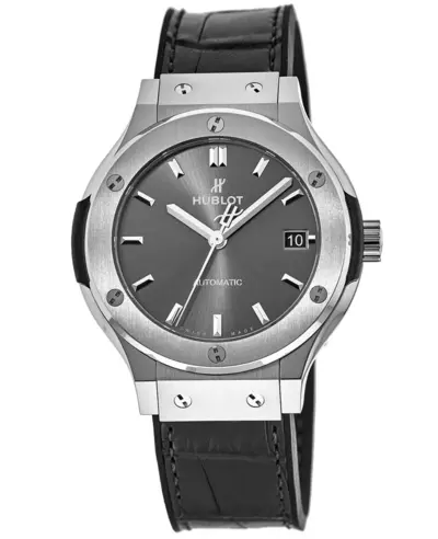 Hublot Classic Fusion Automatic Grey Dial 38mm Titanium Case Leather Strap Unisex Watch Model 565.NX.7071.LR (arb10970)