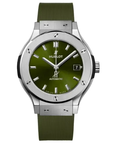 Hublot Classic Fusion Unisex Watch with Green Dial 38mm Titanium Automatic Movement Model 565NX8970RX 565.NX.8970.RX (green, arb10974)