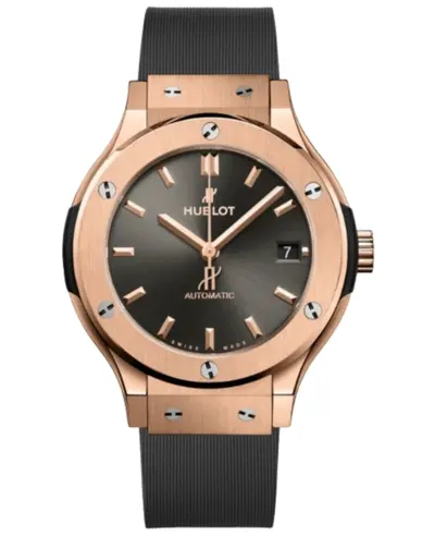 Hublot Classic Fusion 38mm Racing Grey King - Model: 565.OX.7081.RX, 18K Rose Gold Automatic Rubber Strap Unisex Luxury Watch (arb10977)