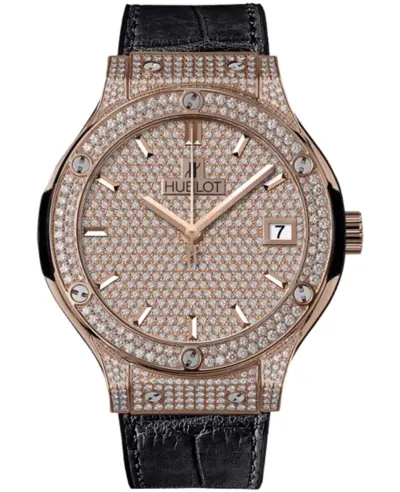 Hublot Classic Fusion Automatic Watch 38mm - Diamond Dial with Rose Gold and Black Alligator Leather Strap 565.OX.9010.LR.1704 (arb10981)