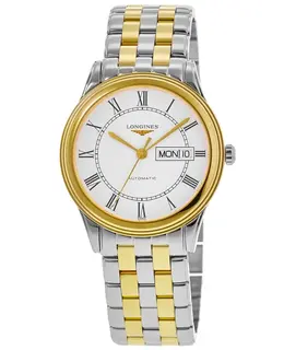 New Authentic Longines Flagship Automatic White Dial Two Tone Men's Watch L48993217