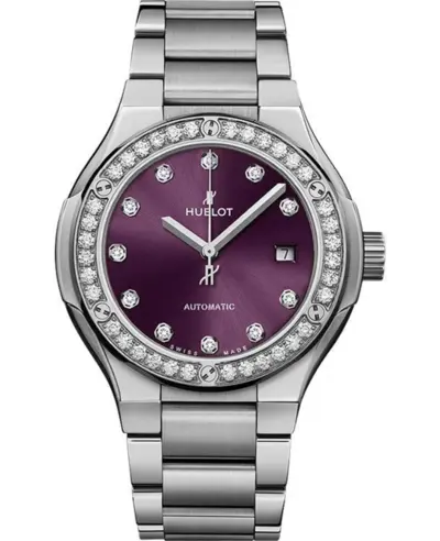 Hublot Classic Fusion 33mm Titanium Purple Diamond Dial Women's Watch Model 585.nx.897v.nx.1204 (violet, arb11012)