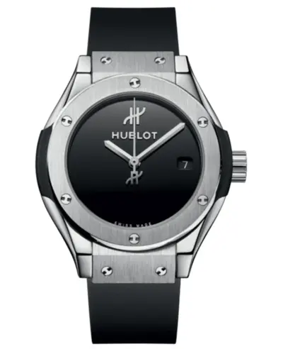 Hublot Classic Fusion Unico Original Titanium Quartz Black Dial Rubber Strap Women's Watch, Model: 591.NX.1270.RX.MDM 441.GX.5210.RX (black, arb11014)