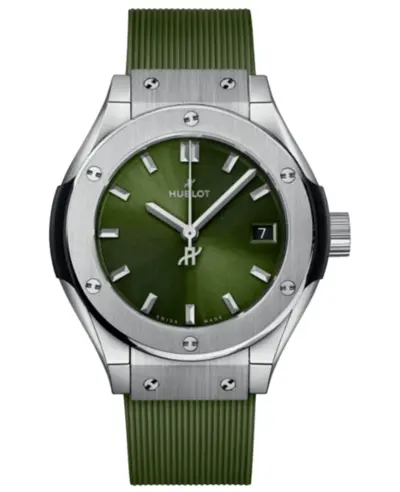 Hublot Classic Fusion Women's Watch Model 591.nx.8970.rx 29mm Titanium Case Green Dial Rubber Strap Authentic Chronograph Quartz Movement (green, arb11021)