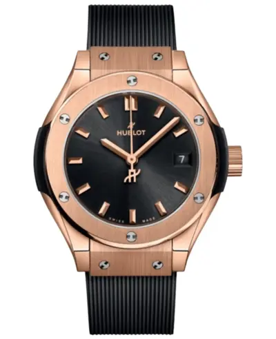 Hublot Classic Fusion King 18K Rose Gold Women's Watch, Model: 591OX1480RX 591.OX.1480.RX (black, arb11023)