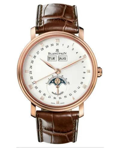 Blancpain Villeret Watch Model 6263-3642-55, Rose Gold Case with Brown Crocodile Strap (arb11063)