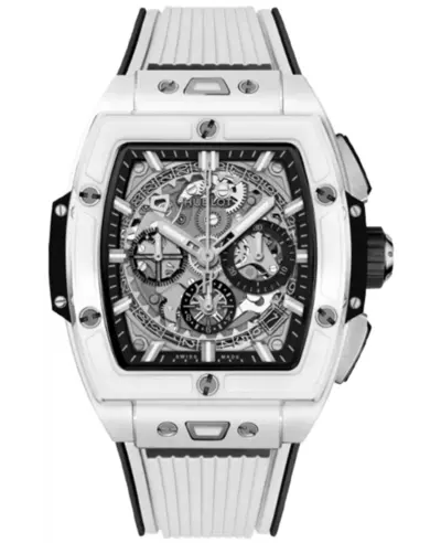 Authentic New Hublot Spirit Of Big Bang Chronograph Automatic Skeleton Dial Ceramic Rubber Strap Men's Watch Model 642.HX.0170.RX (arb11071)