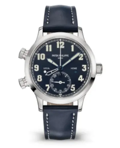 Patek Philippe Calatrava 7234G-001 Pilot Travel Time Blue Dial Leather Strap Unisex Luxury Watch (blue, arb11132)