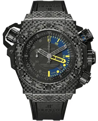 732.QX.1140.RX Hublot King Power Oceanographic 1000 Automatic Chronograph Carbon Fiber Black Dial Rubber Strap Men's Watch Limited Edition (black, arb11140)