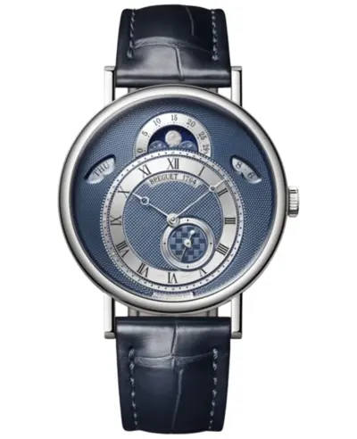 Breguet Classique Calendrier Automatic - Polished 18K White Gold Case with Blue Dial and Rose Gold Deployment Clasp 7337BB/Y5/9VU (blue, arb11144)