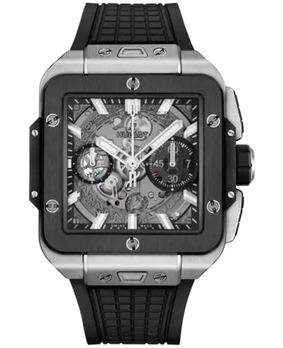 Hublot Square Bang Unico Automatic Chronograph Silver Dial Titanium Rubber Strap Men's Watch 821.NM.0170.RX (arb13405)