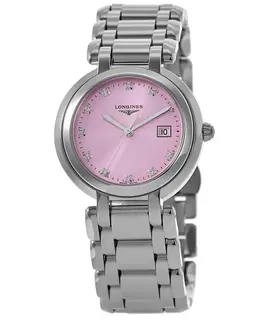 Longines Primaluna Quartz 30mm Pink Diamond Dial Steel Women Watch