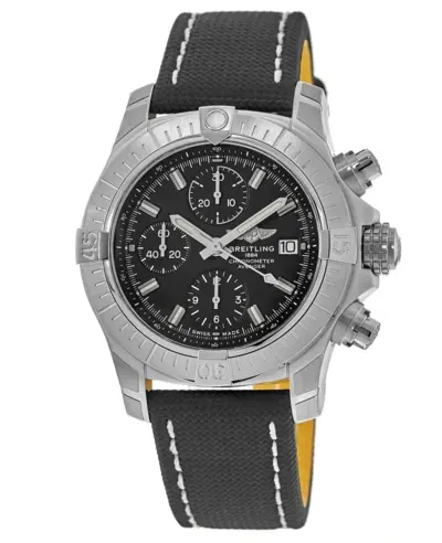 Breitling Avenger Chronograph 43 Black Dial Fabric Deployment Strap Men's Watch Model A13385102B1X2 A13385101B1X2 (black, arb11247)