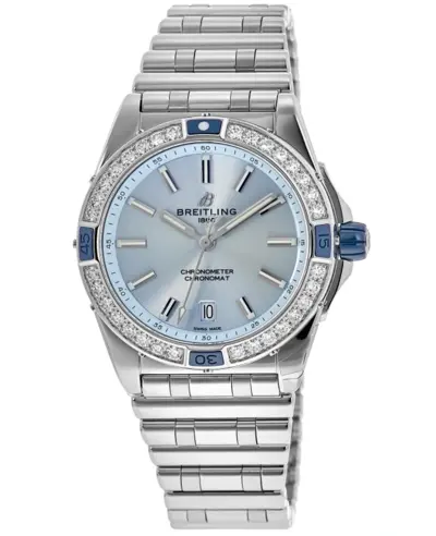Model A17356531C1A1: Breitling Super Chronomat Automatic 38 Ice Blue Dial Diamond Bezel Steel Women's Watch (blue, arb11273)