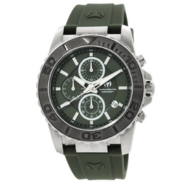 Technomarine Sea Chronograph Quartz Mens Watch tm-725005 Silver-tone stainless steel case olive green silicone strap Gunmetal bezel Analog dial with date