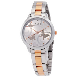 Timex Quartz White Butterfly Dial Ladies Watch tw2v20300ji