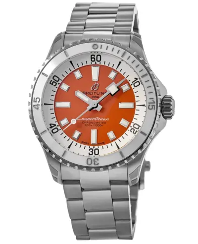 Women's Breitling Superocean Automatic 36 Orange Dial Steel Watch, Model A17377211O1A1 (orange, arb11301)