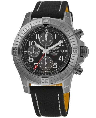 Breitling Avenger Chronograph GMT 45 Black Dial Leather Strap Men's Watch A24315101B1X A24315101B1X1 (black, arb11327)