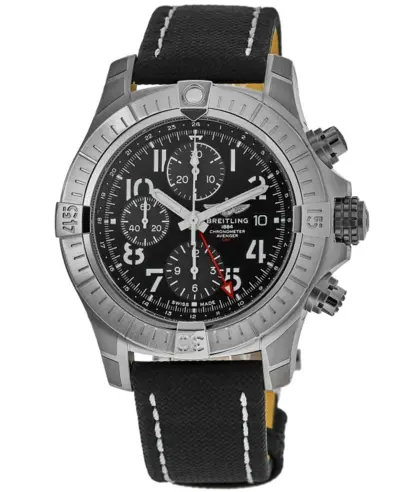Breitling Avenger Chronograph GMT 45 Black Dial Leather Strap Men's Watch A24315101B1X2 (black, arb11328)