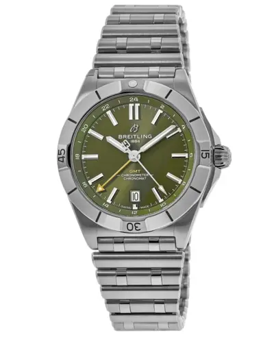 Authentic Breitling Chronomat Automatic GMT 40 "Giannis Antetokounmpo Edition" Green Dial Steel Men's Watch Model A32398A11L1A1 (green, arb11351)