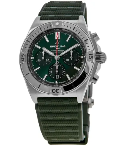Breitling Chronomat B01 42 Green Chronograph Dial Rubber Strap Men's Watch Model AB0134101L2S1 (green, arb11386)