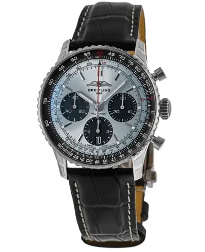 Brand New Authentic Breitling Navitimer B01 Chronograph 41 Ice Blue Dial Black Alligator Strap Men's Watch ab0139241c2p1 (blue, arb11420)